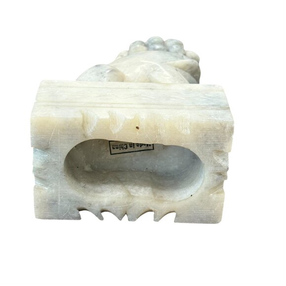 Carved Stone Foo Dog Statue 5" Tall Handcrafted Soapstone Decorative - Picture 6 of 7